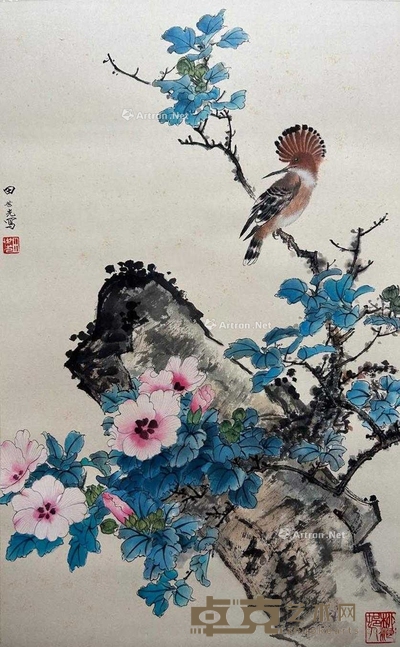 田世光 款 富贵白头图 立轴 画心69×42cm