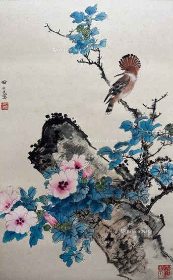 田世光 款 富贵白头图 立轴