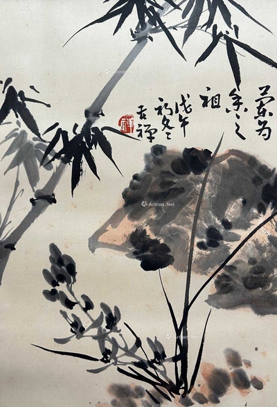 李苦禅 款 荷香 立轴