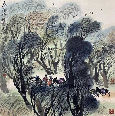 徐庶之 款 春风杨柳万千条 立轴