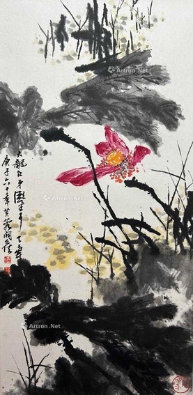 潘天寿 款 荷花图 立轴