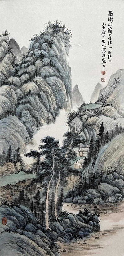 启功 款 溪阁松风图 立轴