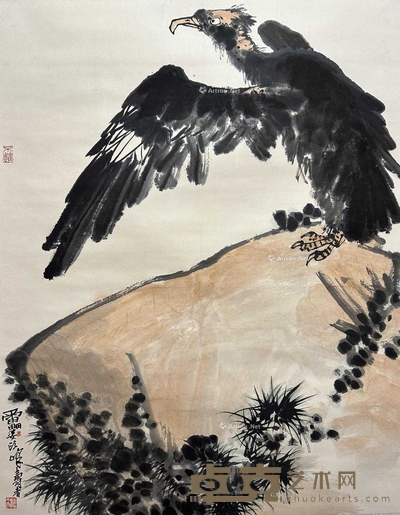 潘天寿 款 鹰 立轴 画心120×94cm