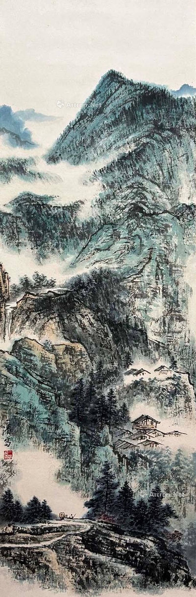 陶一清 款 山水 立轴
