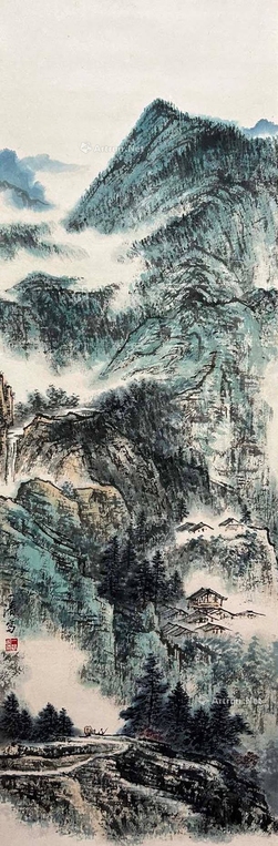 陶一清 款 山水 立轴