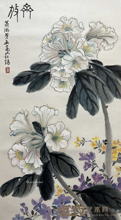 萧淑芳 款 杜鹃花 立轴 画心79×43cm