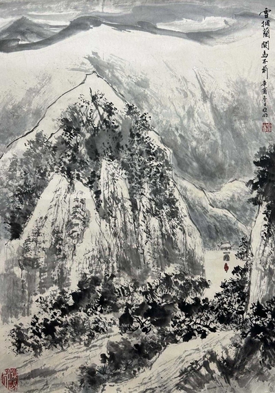 亚明 款 雪景图 立轴