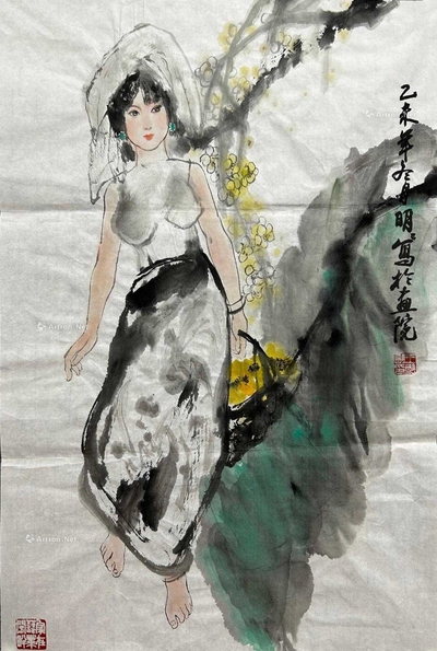王明明 款 少女图