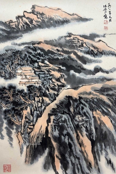 陆俨少 款 山居图 立轴