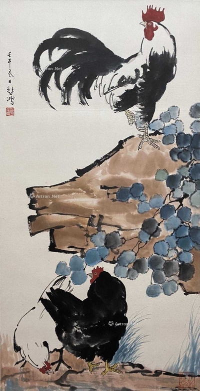 徐悲鸿 款 大吉大利 立轴