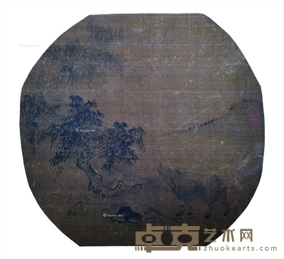 佚名 牧牛图 镜片 24×22cm