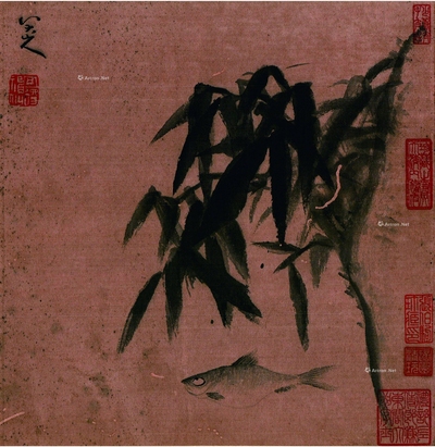 八大山人 竹鱼图 立轴