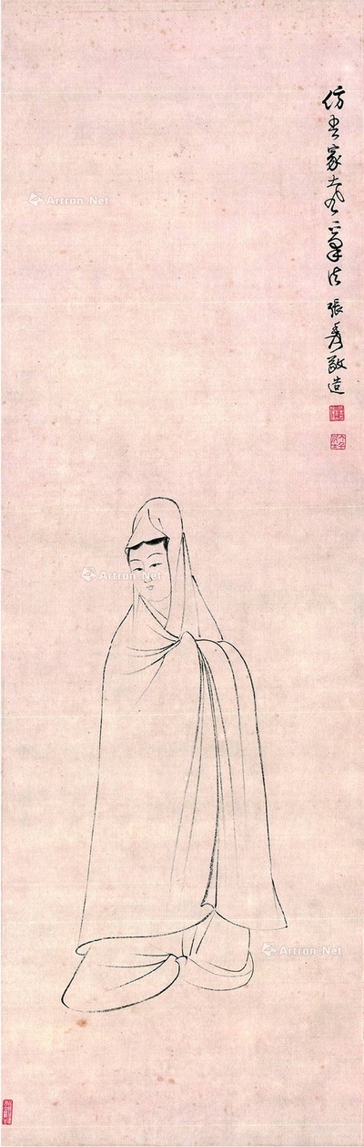 张大千 白描观音 立轴