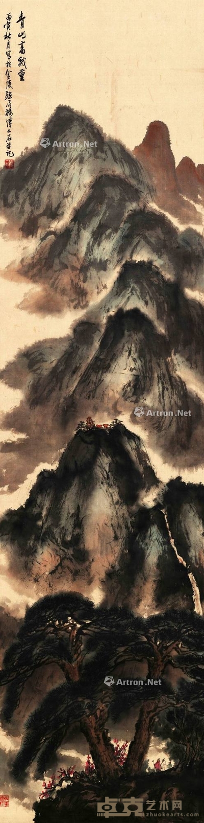 傅二石 青山高几重 立轴 179×47.5cm