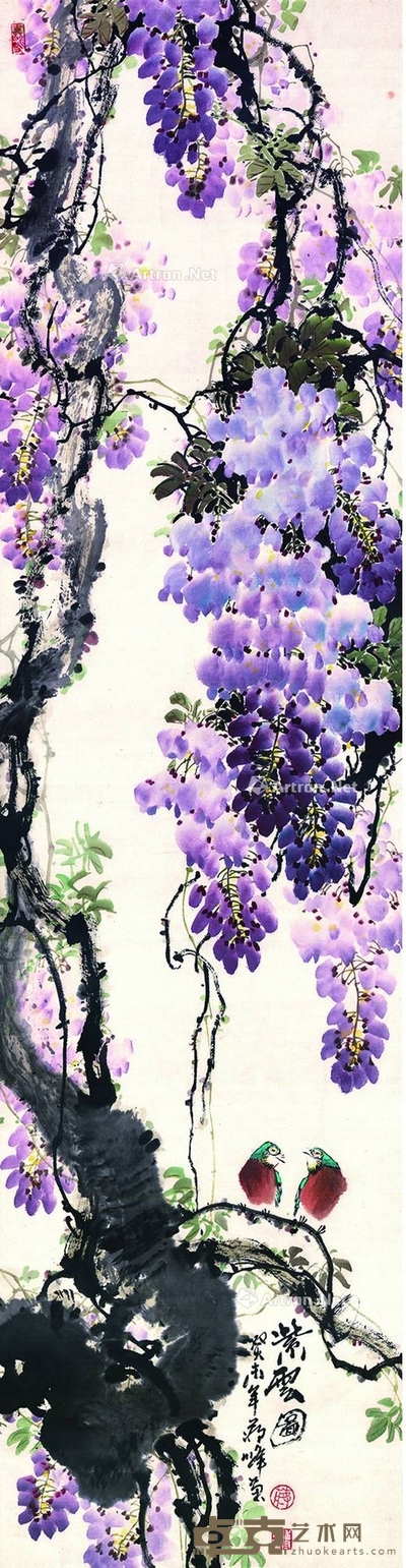 蒋峰 紫云图 立轴 146×39cm