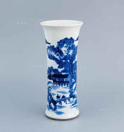 清康熙 青花携琴访友图花觚