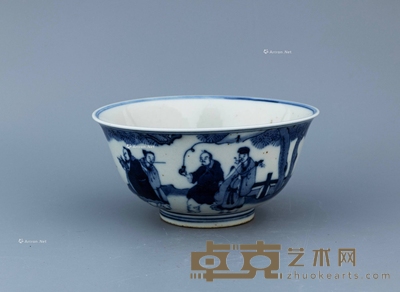 清康熙 青花八仙图大碗 H:7.4cm D:15.5cm
