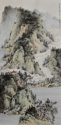 张捷 款 山阁临溪 镜片