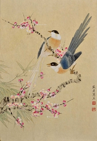 俞致贞 款 枝头春意 镜片