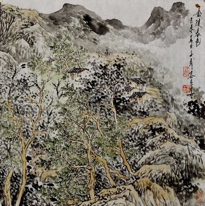 王子武 款 1979年作    金陵春色 镜片