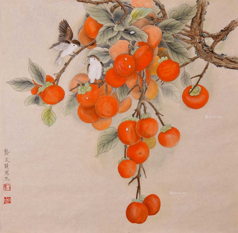 龚文桢 款 果熟来禽 镜片