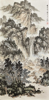 康师尧 款 1983年作 晴岚幽居 镜片