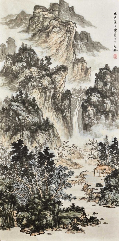 康师尧 款 1983年作 晴岚幽居 镜片