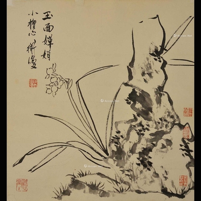 陈淳 款 玉面婵君 镜片