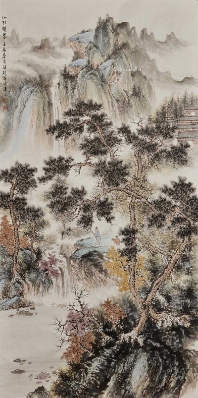 劳继雄 款 2012年作 山村积翠 镜片