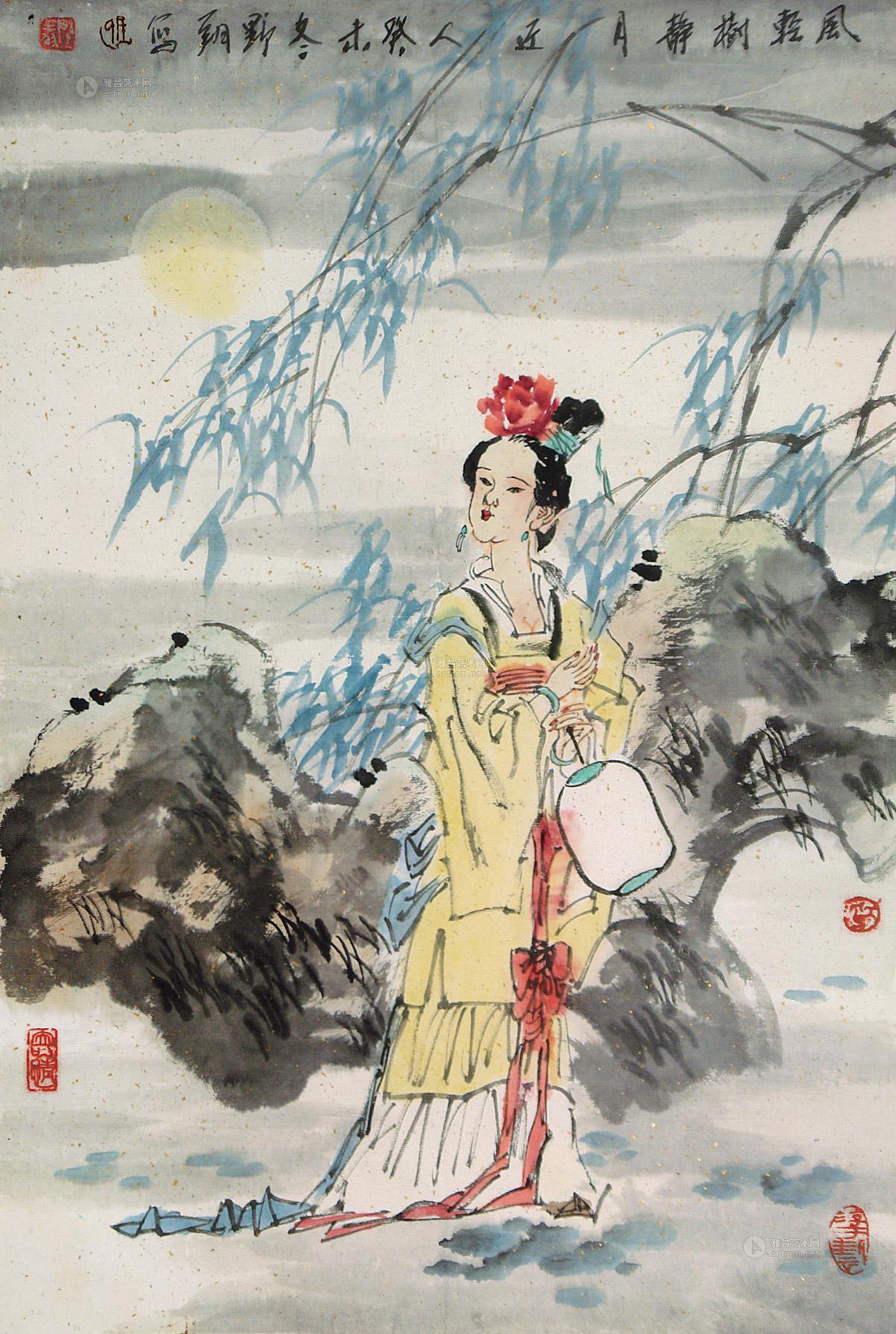 王野翔 仕女 镜片 设色纸本 68×44cm